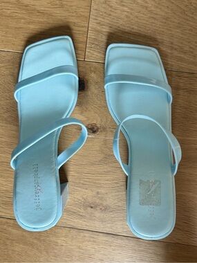 Jeffrey Campbell Pastel Blue Square-Toe Strappy Sandals